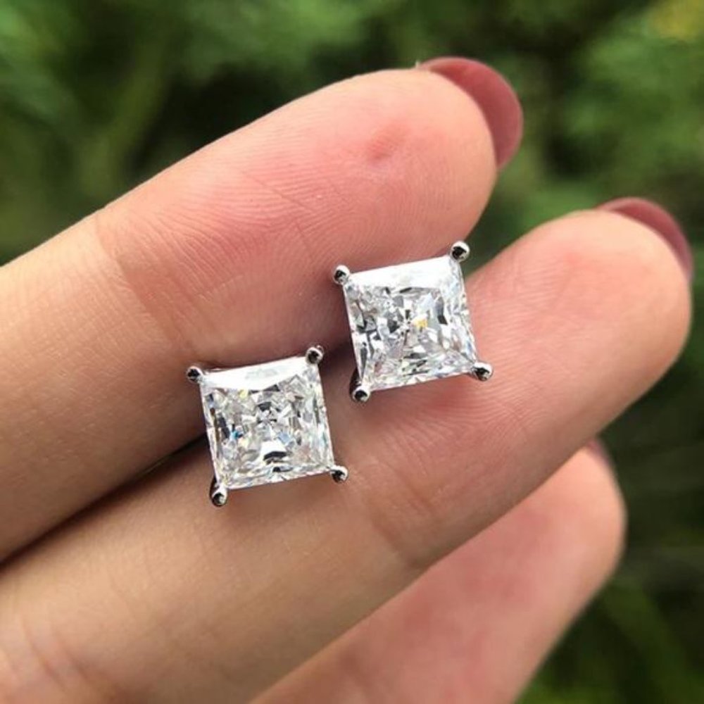 NEW  2.5 CT 925 STERLING DIAMOND SILVER EARRINGS, NICE EARRINGS, CUTE EARRINGS - Picture 2 of 6